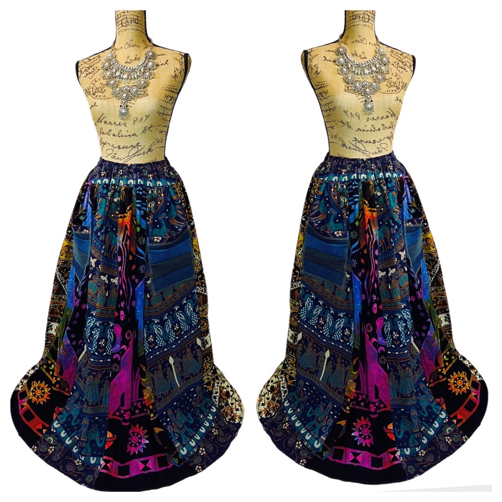 Boho Patchwork Maxi Skirt Handmade Boho Maxi Skirt